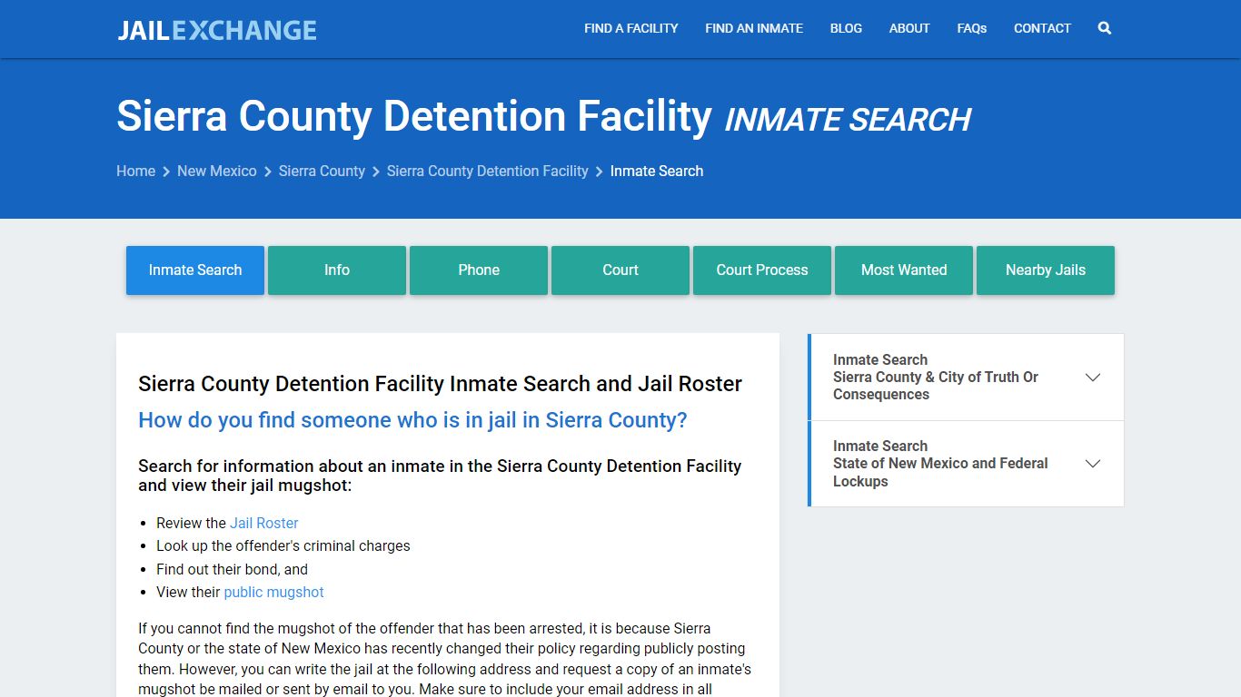 Sierra County Detention Facility Inmate Search - Jail Exchange