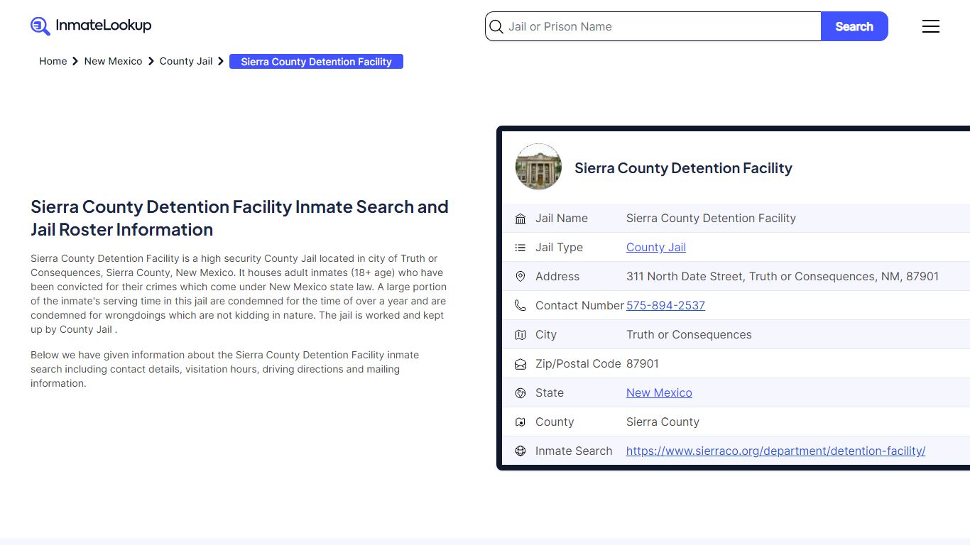 Sierra County Detention Facility (NM) Inmate Search and Jail Roster ...